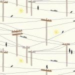 Birds on power lines, 25cm cut WOF