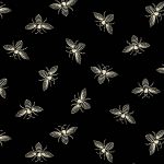 French Bee, Cream bees on Ink Black, 25cm cut WOF