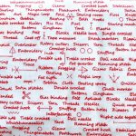 Sewing School Text, in Red, 25cm cut WOF