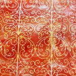 Garden Party, Gazebo, Orange, batik, 25cm cut WOF