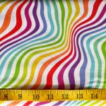 Stripes, Wavy multi coloured on white, 25cm cut WOF