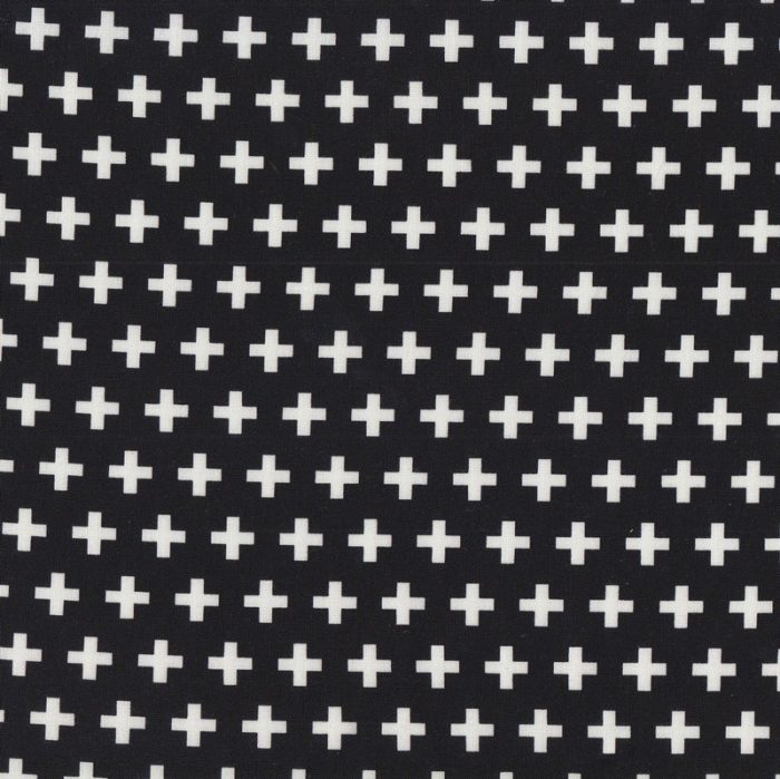 White Crosses on black, 25cm cut WOF