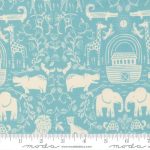 Noah's Ark, Two by Two on Sky blue, 25cm cut WOF